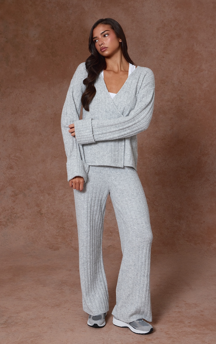 Soft Grey Hazel Knit Wide Leg Trouser  image 2