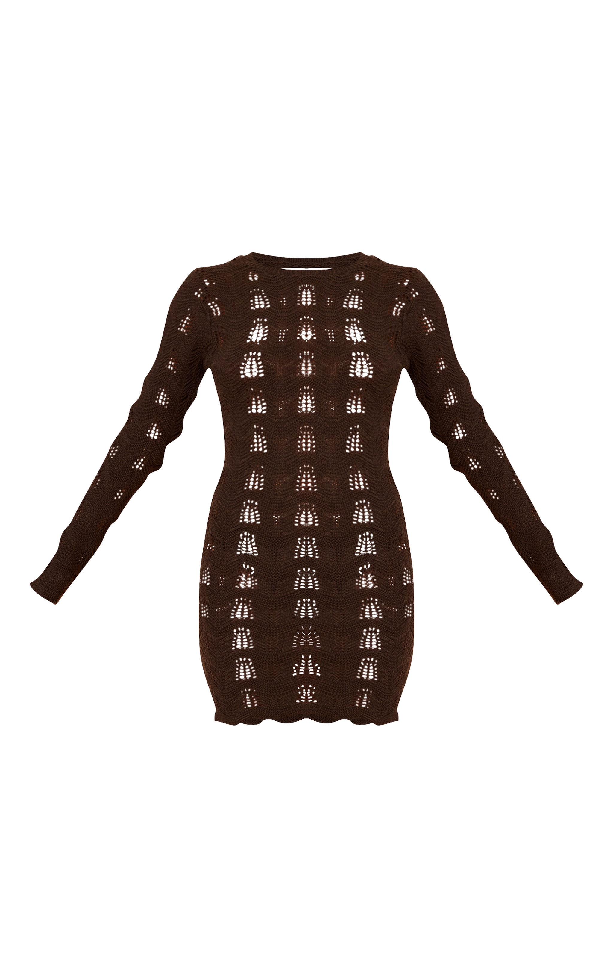 Chocolate Long Sleeve Backless Mini Dress image 5