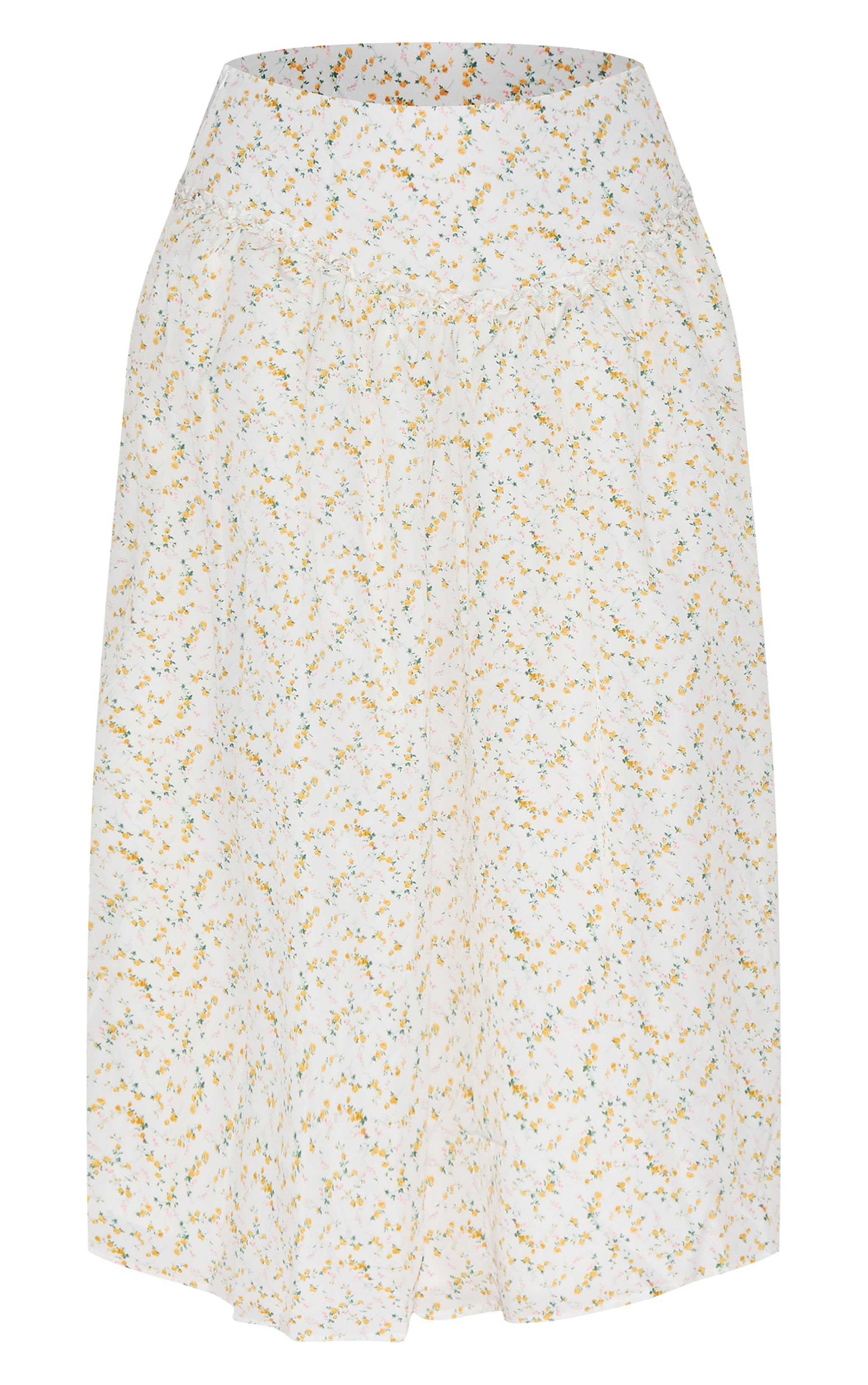 Plus White Ditsy Floral Print Volume Maxi Skirt image 5
