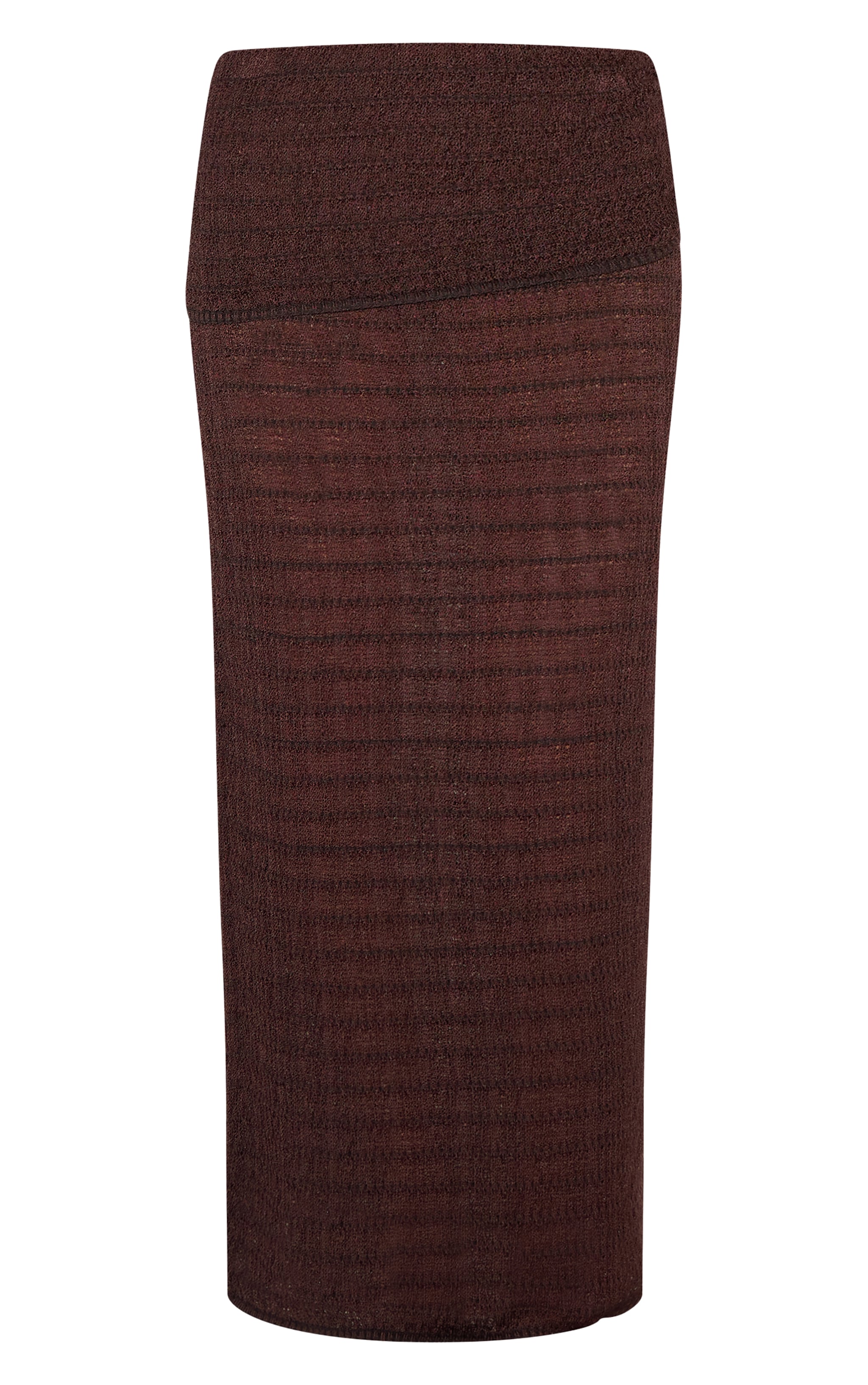 Jupe longue en maille tricot texturée chocolat repliée image 5