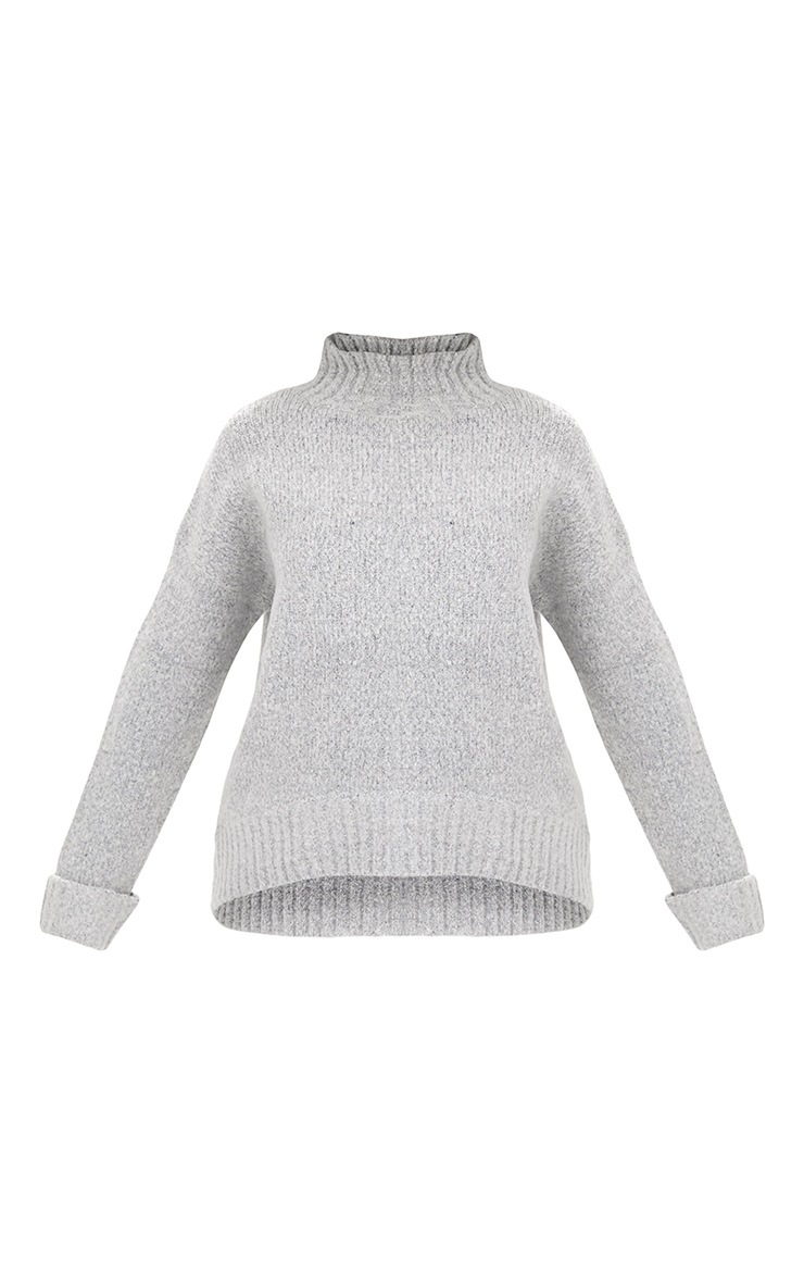 Grey Oversized Funnel Neck Jumper Knitwear PrettyLittleThing