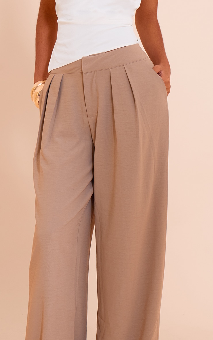 Petite Mushroom Floaty Woven Double Pleat Wide Leg Pants image 4