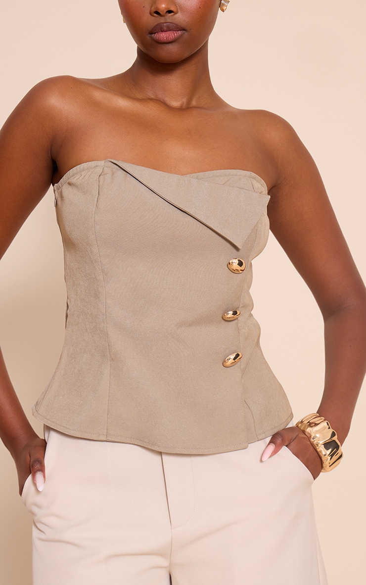 Mushroom Woven Trim Detail Bandeau Top image 4