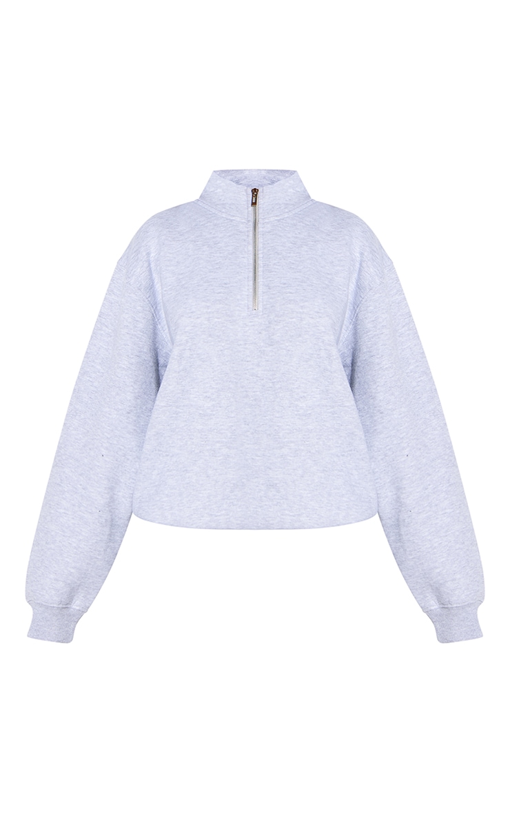 Petite Ash Grey Funnel Neck Zip Sweatshirt image 5