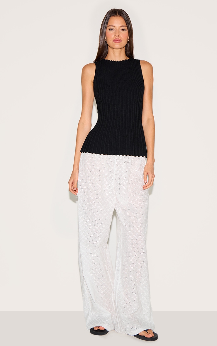 Black Knit Boat Neck Peplum Top image 3