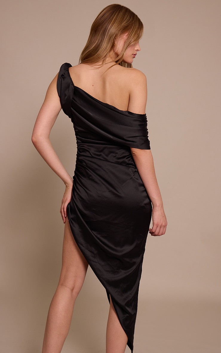 Black Bardot Asymmetric Hem Dress image 2