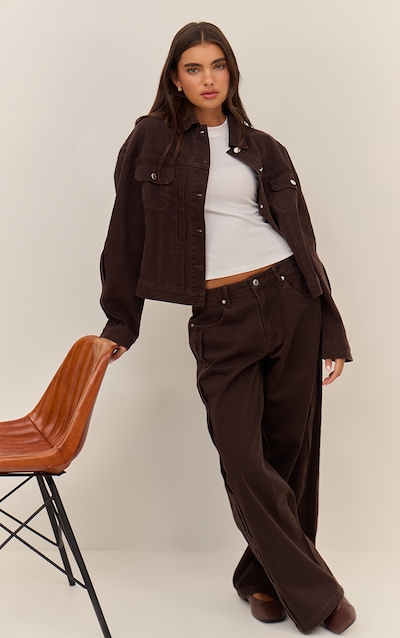 Dark Chocolate Pleat Detail Denim Jeans