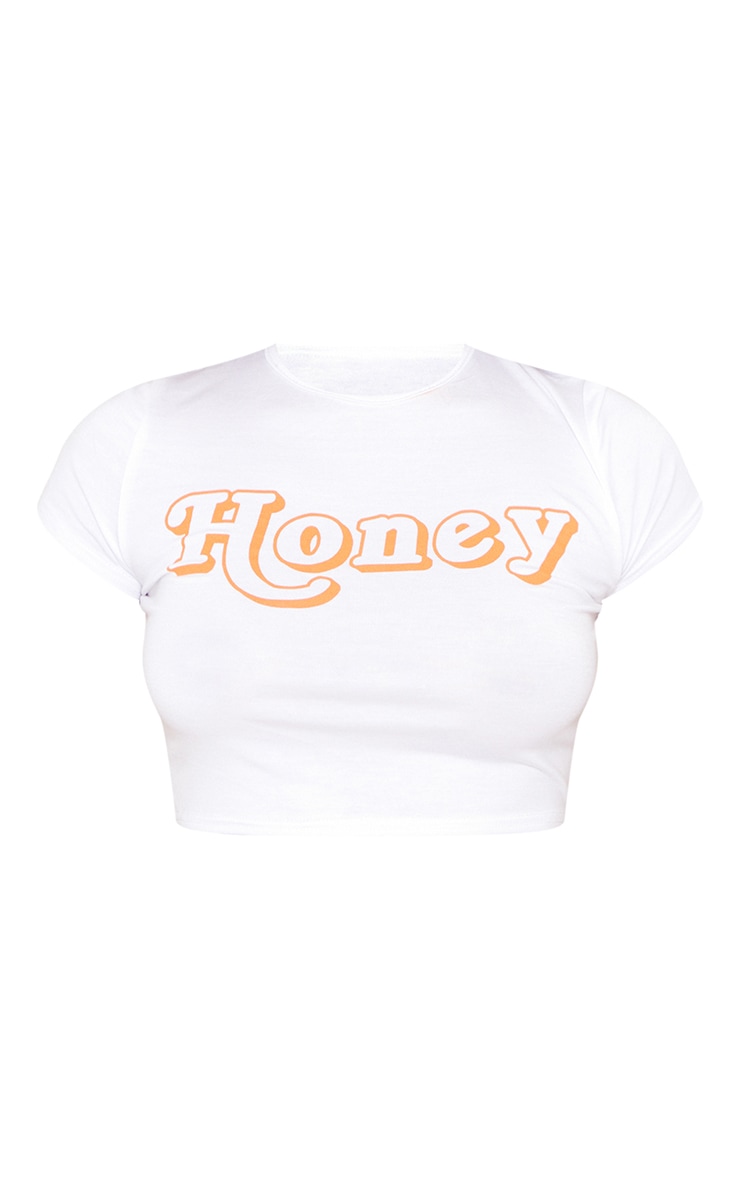 White Honey Print Babydoll Crop Top image 1