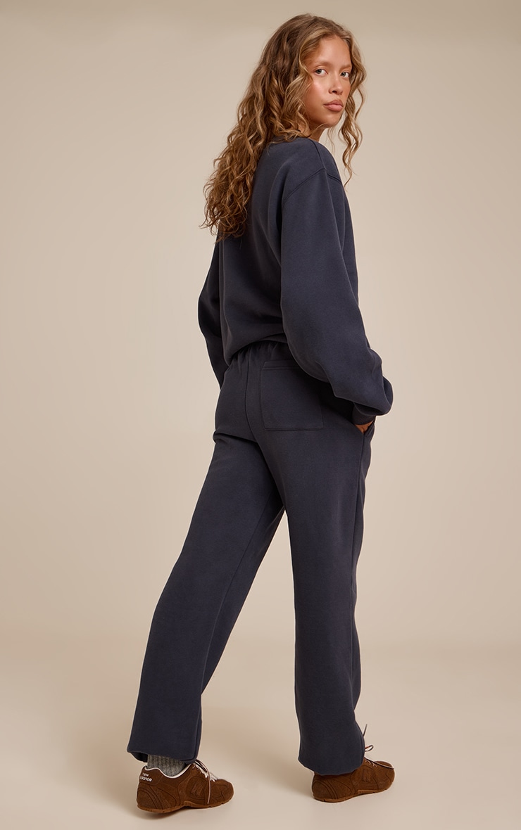 Navy PLT Embroidered Cotton Fleece Cuffed Sweat Pants image 3