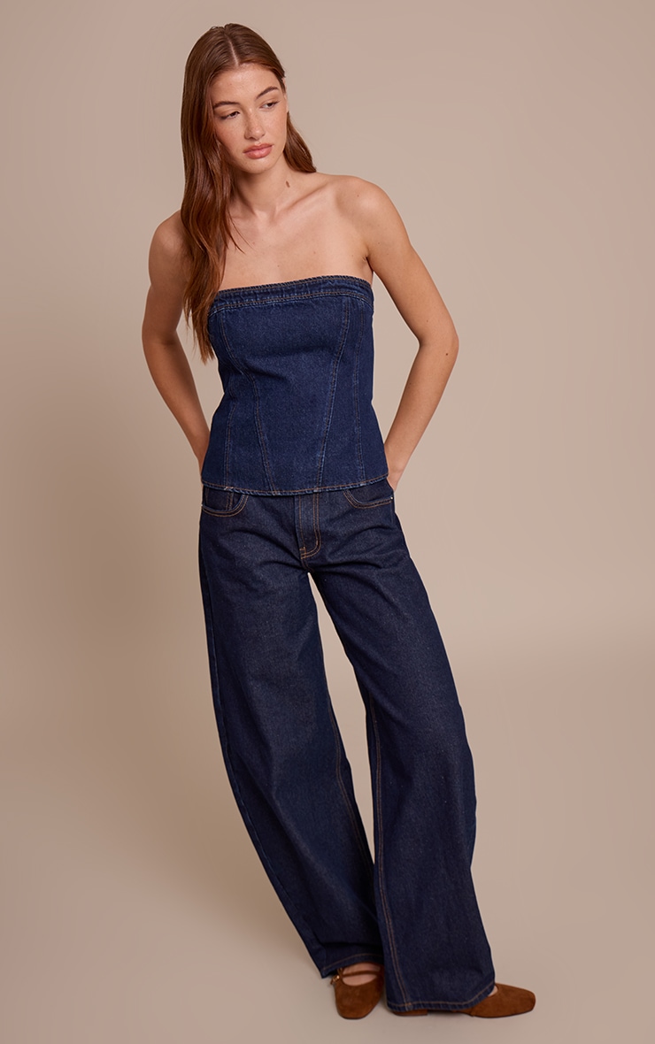 Top corset bustier en jean indigo sans bretelles image 3