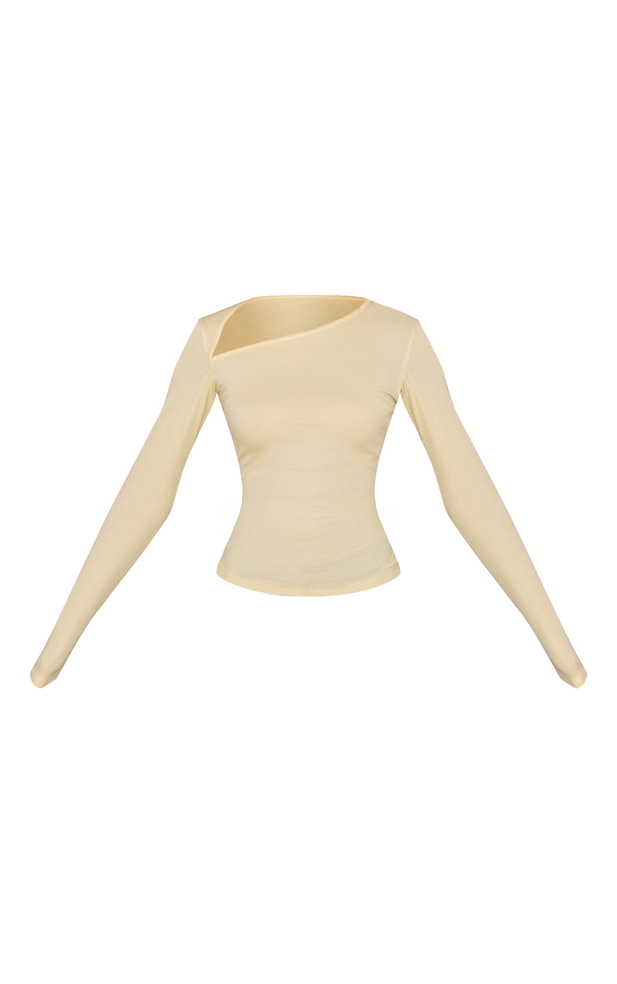 Buttermilk Soft Rib Asymmetric Detail Fitted Longline Top image 5