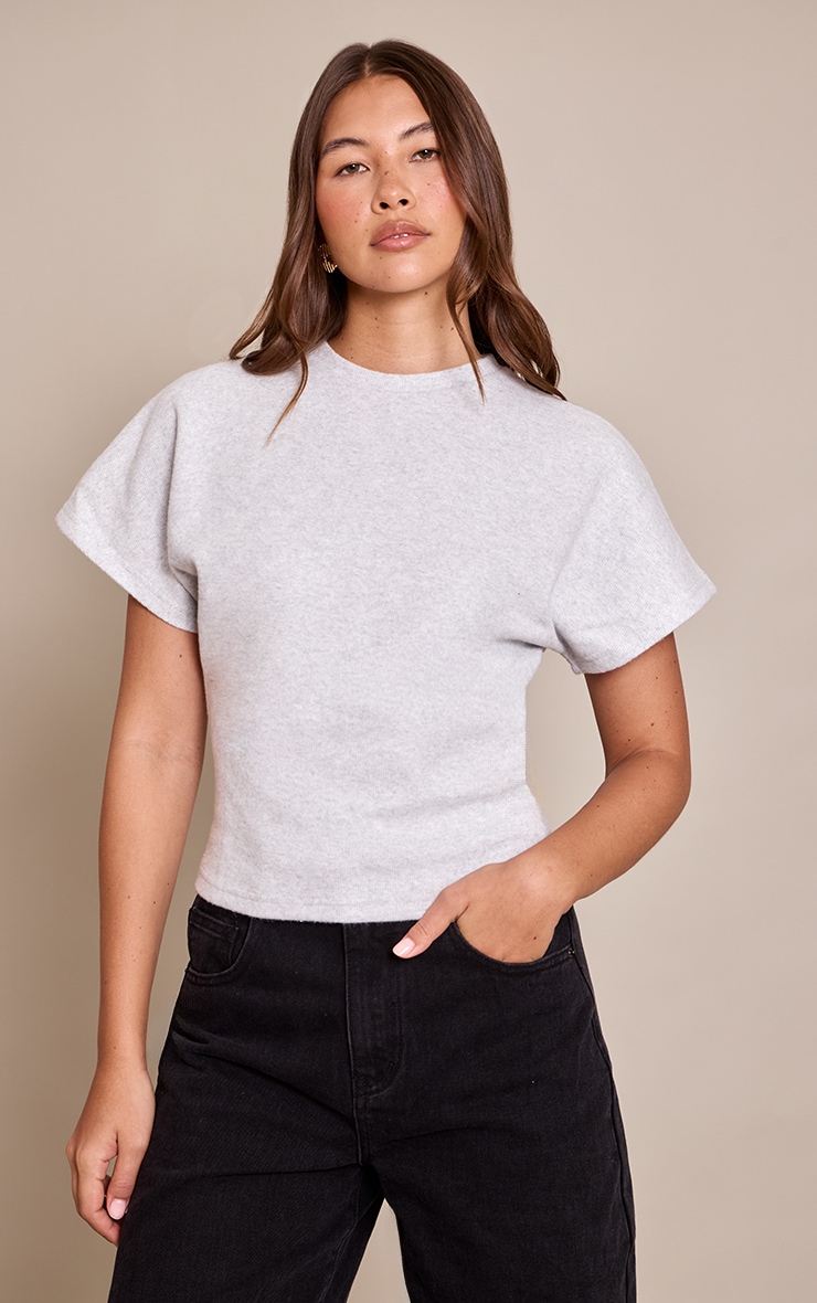 Grey Heavy Rib Cinched Waist T Shirt  image 1