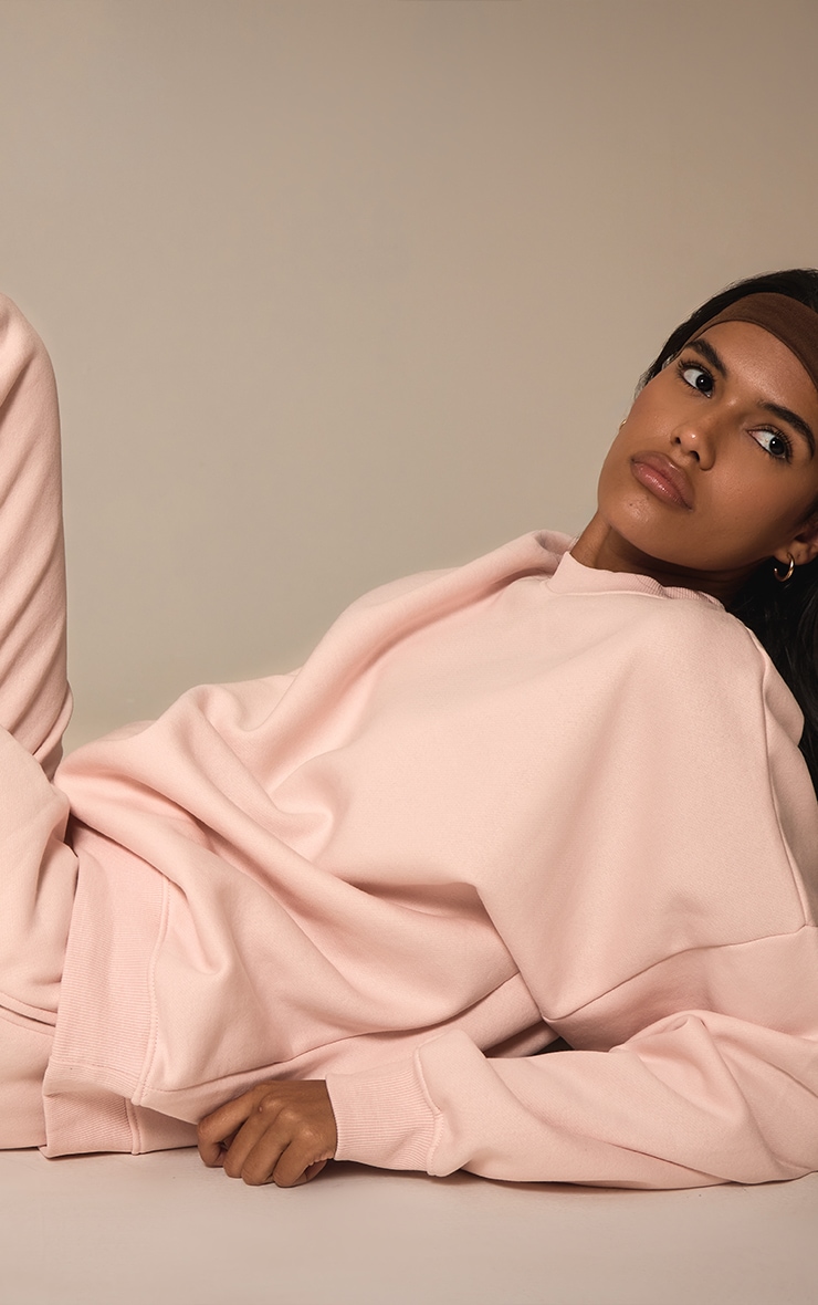 Baby Pink Oversized Sweat Tracksuit Set image 4