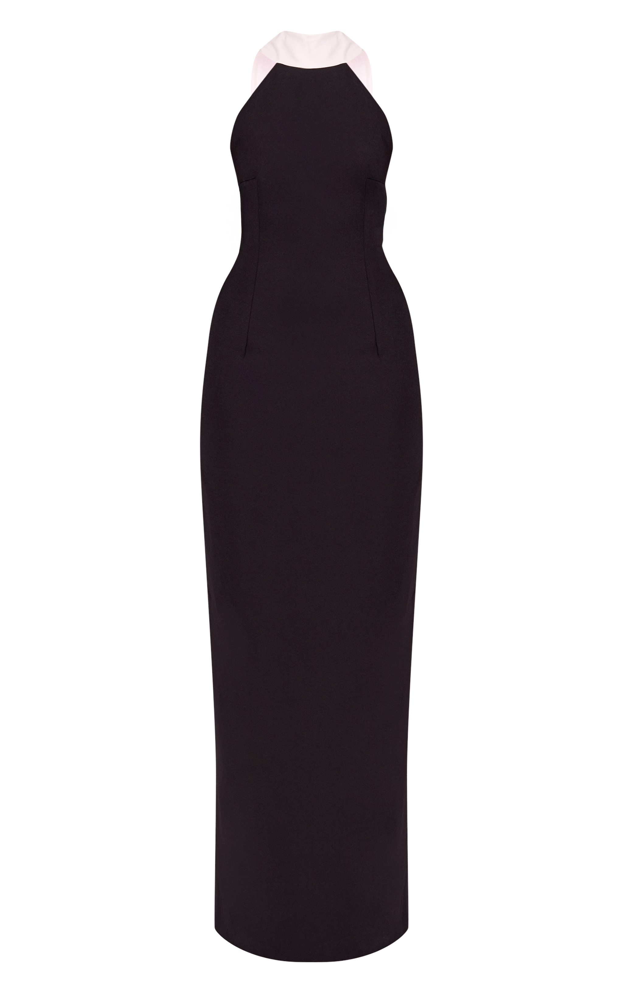 Black Halterneck Contrast Drape Detail Backless Maxi Dress image 5