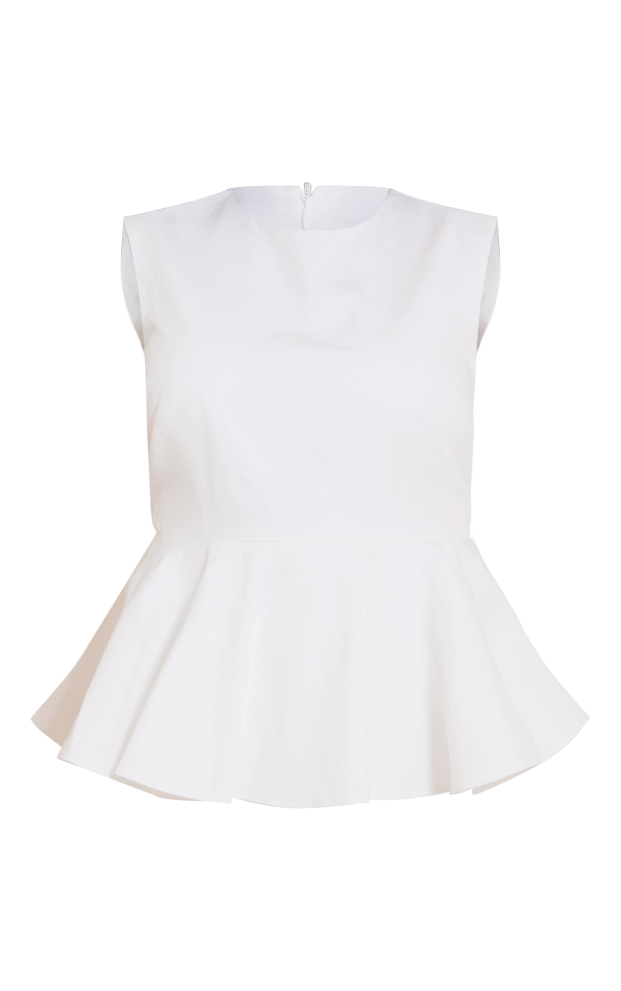 Plus White Cotton Skort Peplum Playsuit image 5