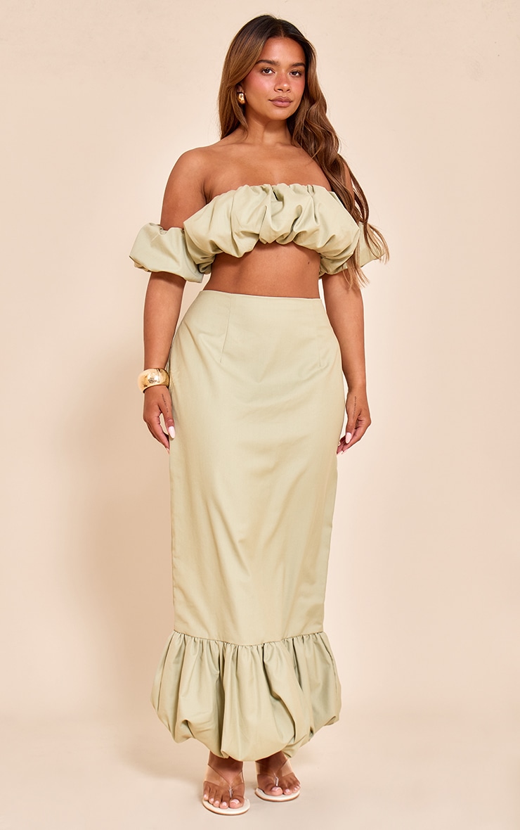 Shape Pale Lime Woven Puffball Bardot Top image 3