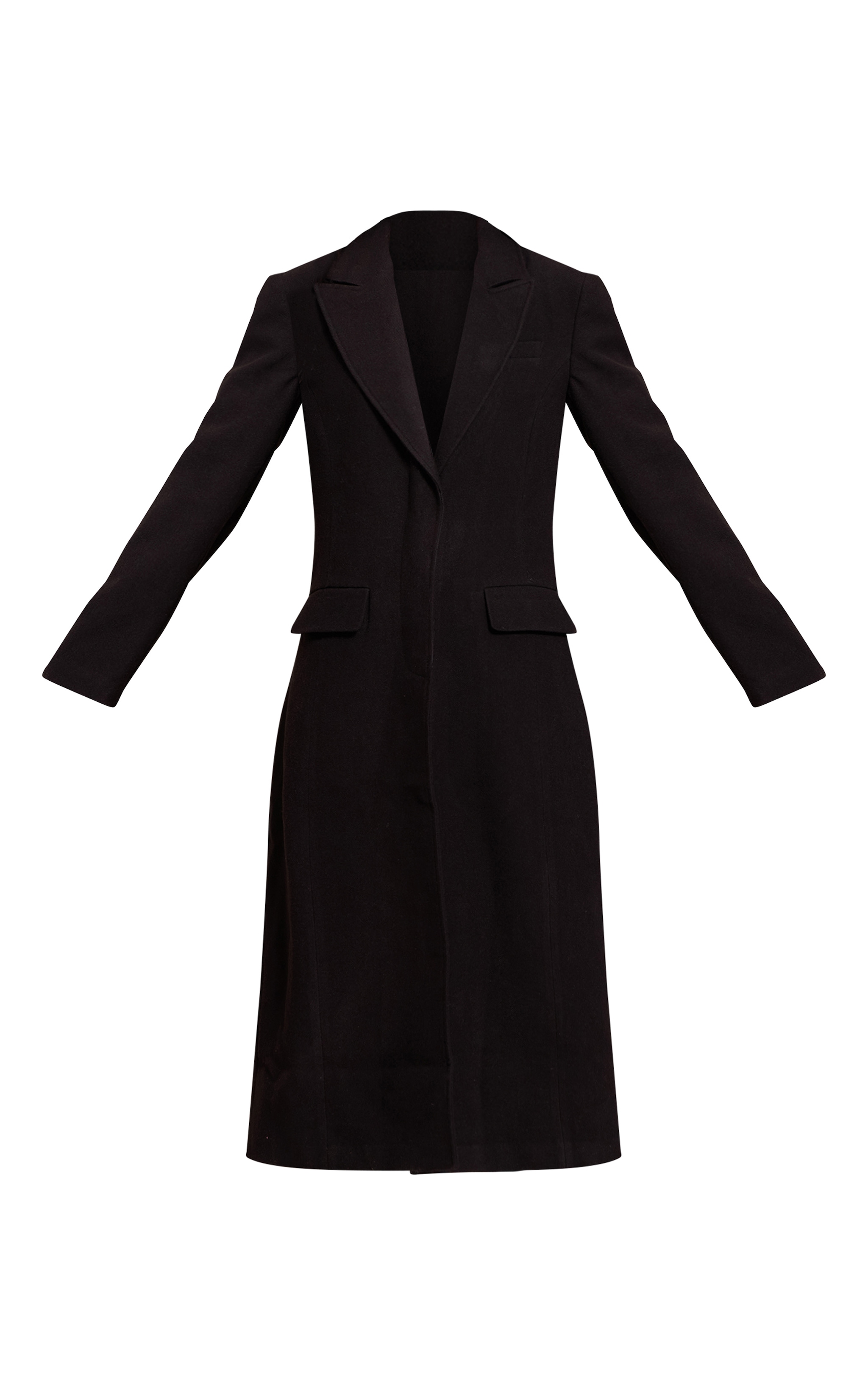 Tall Black Single Breasted Seam Wool Maxi Coat | Tall