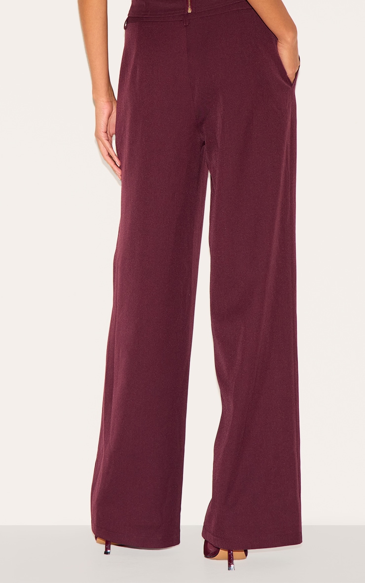 Pantalon de tailleur droit rouge vin image 3