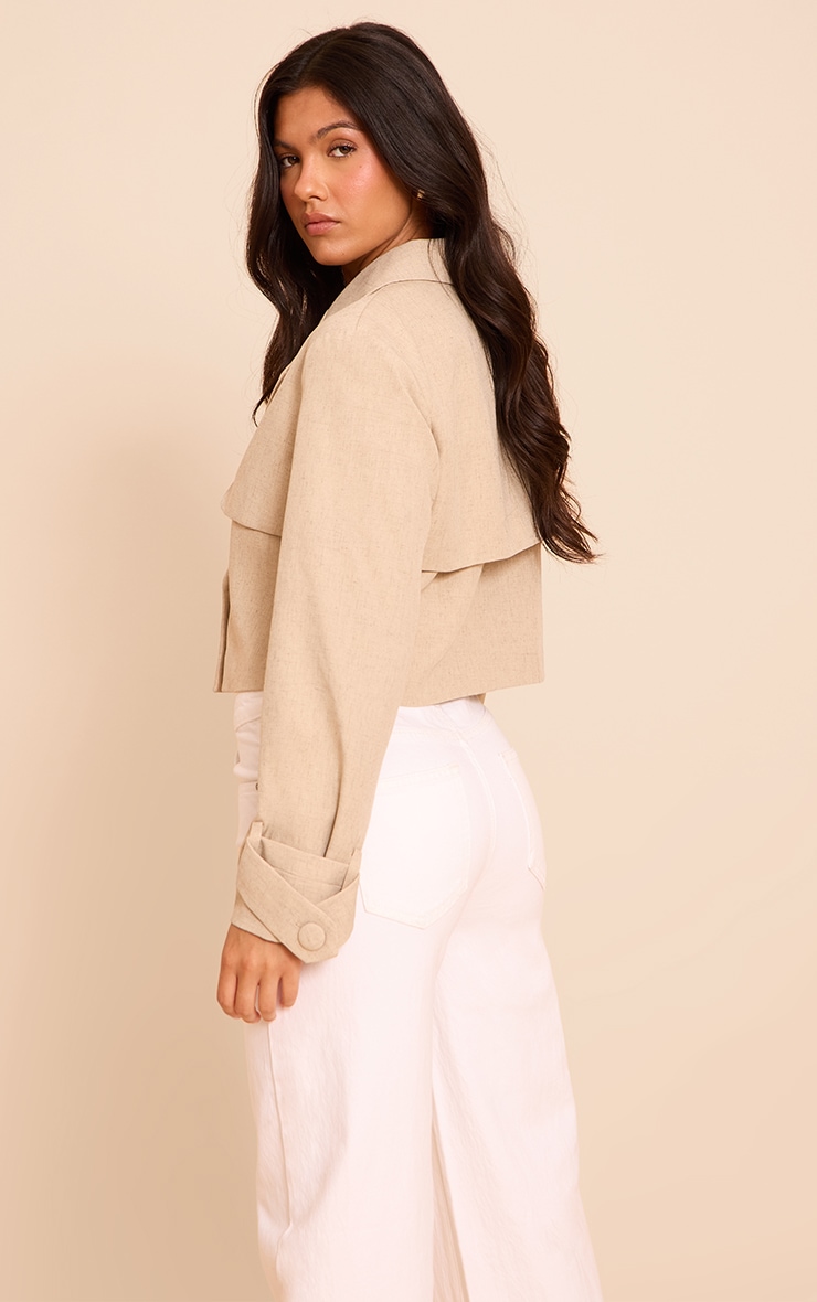 Stone Linen Look Short Trench image 2