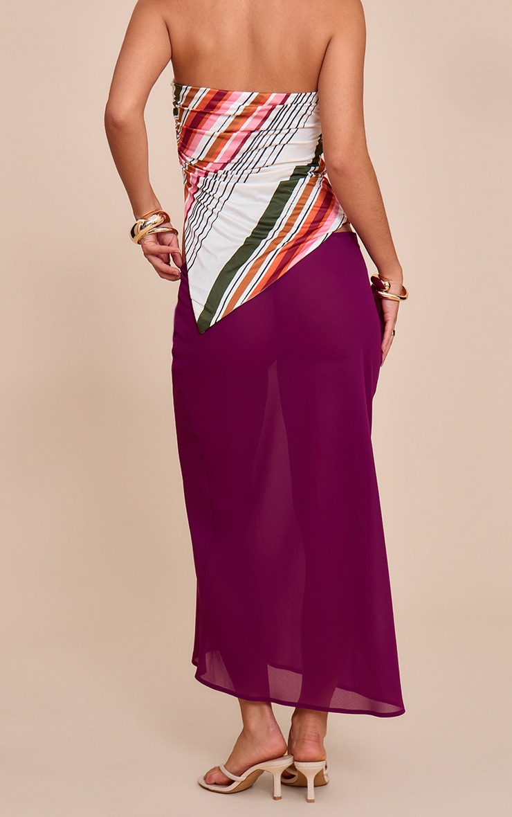 Fuschia Sheer Chiffon Midaxi Skirt image 3