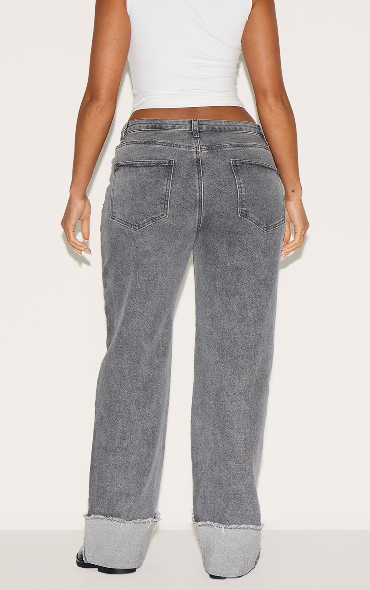 Jean Taille Haute Gris Délavé Effet Stretch Coupe Silhouette Ourlet Relevé image 3
