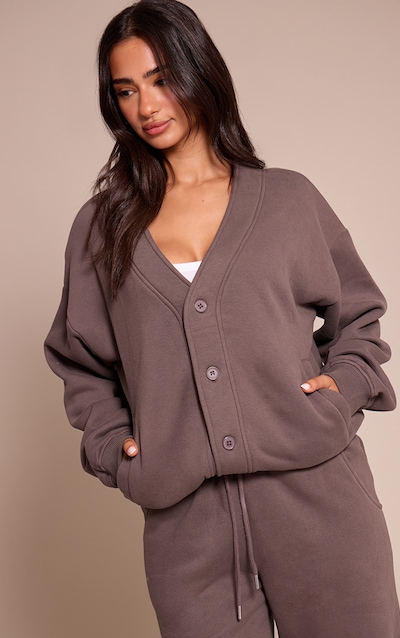 Sweat Petite Anthracite Boutonné à Poches Latérales