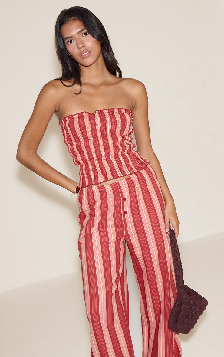Red Low Rise Wide Pants image 4
