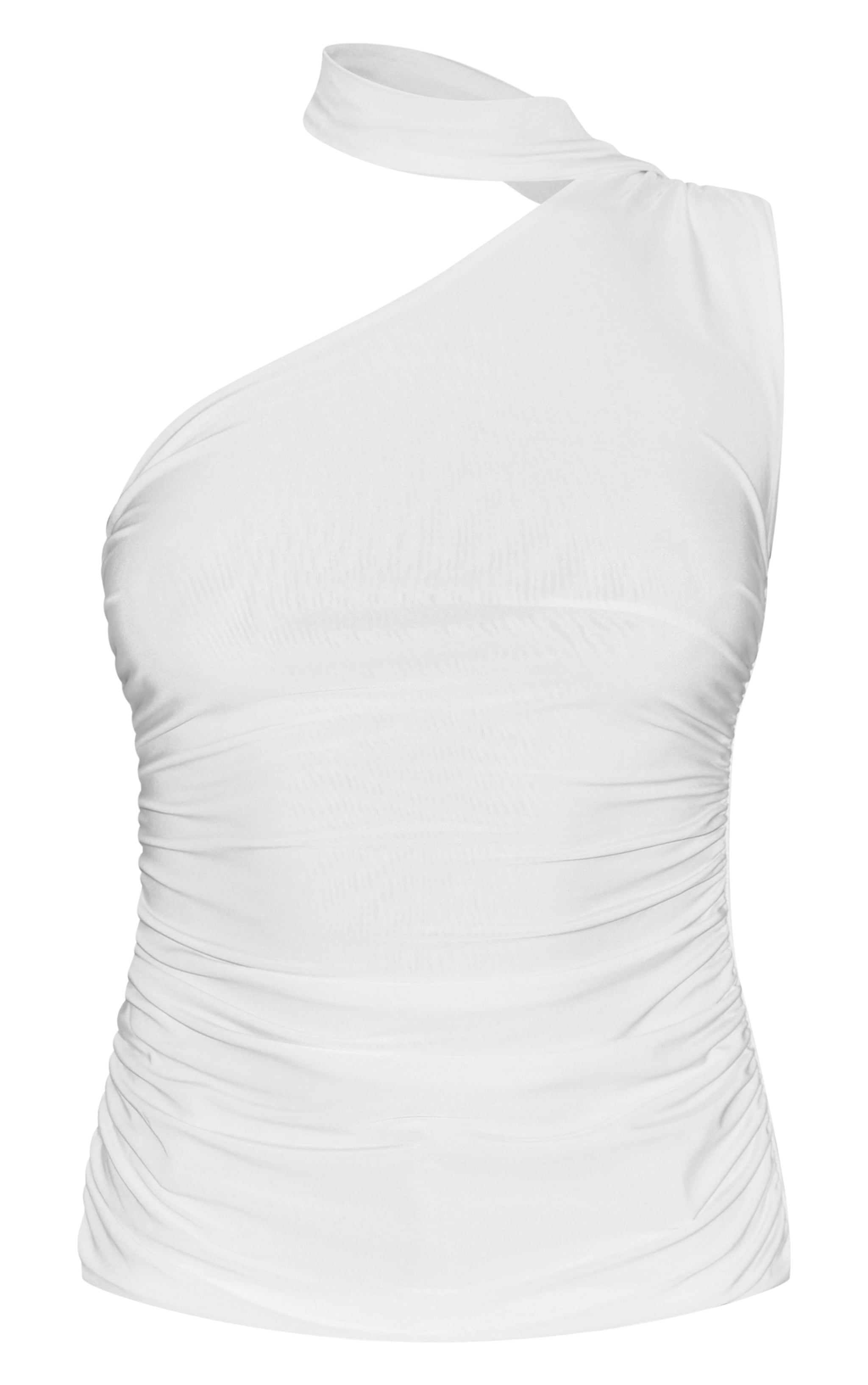 Petite Top long doublé blanc à détail noué image 5