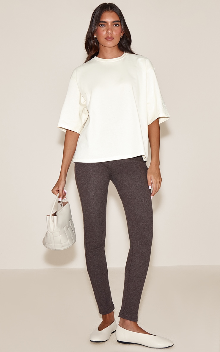 Legging côtelé brossé chocolat image 1