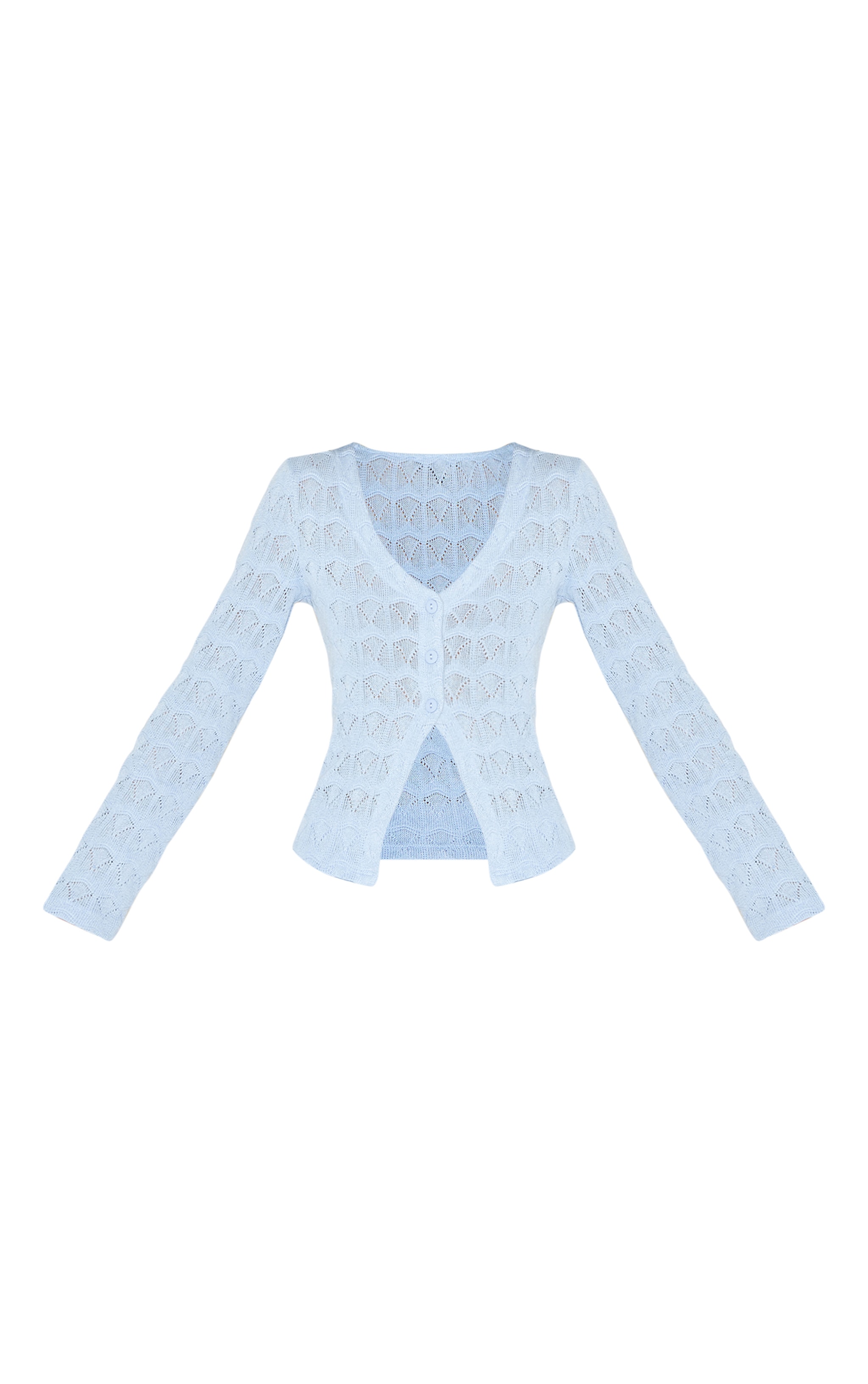 Light Blue Textured Button Up Long Sleeve Cardigan image 5