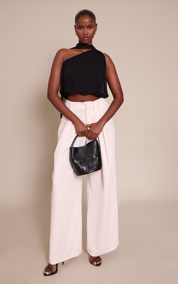 Black Mesh Halterneck Scarf Detail Top  image 3