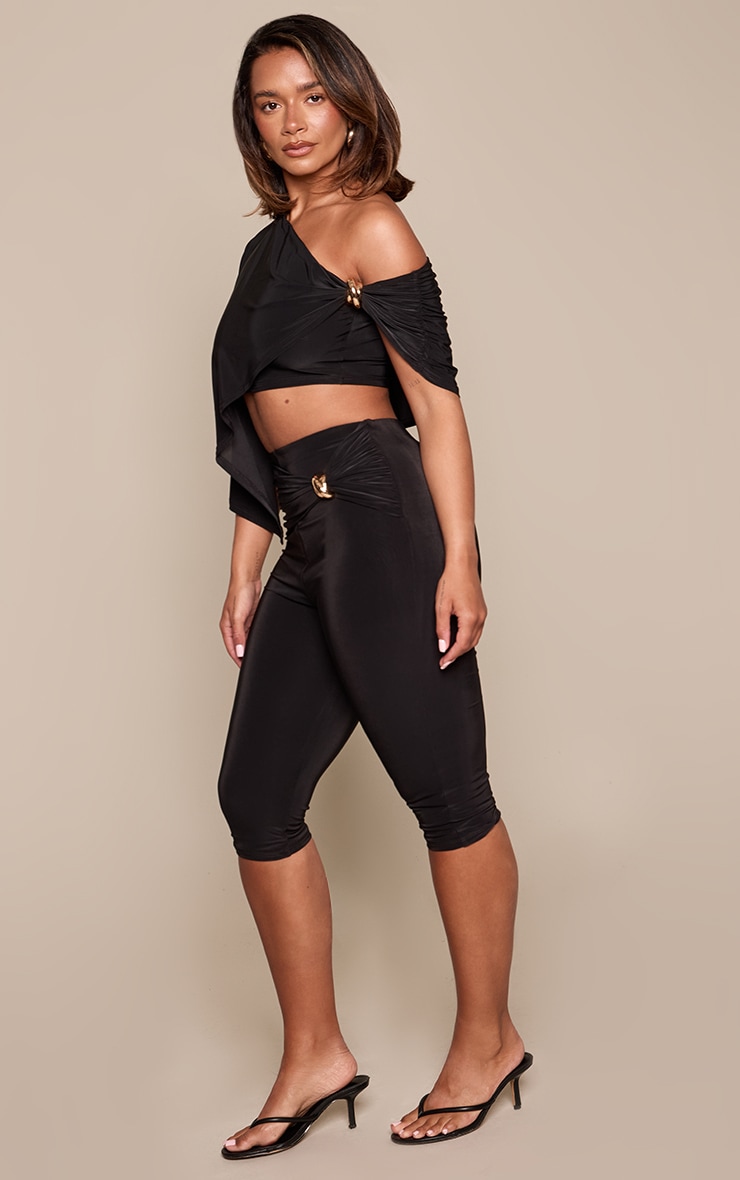 Shape Black Slinky Trim Detail Capris image 2