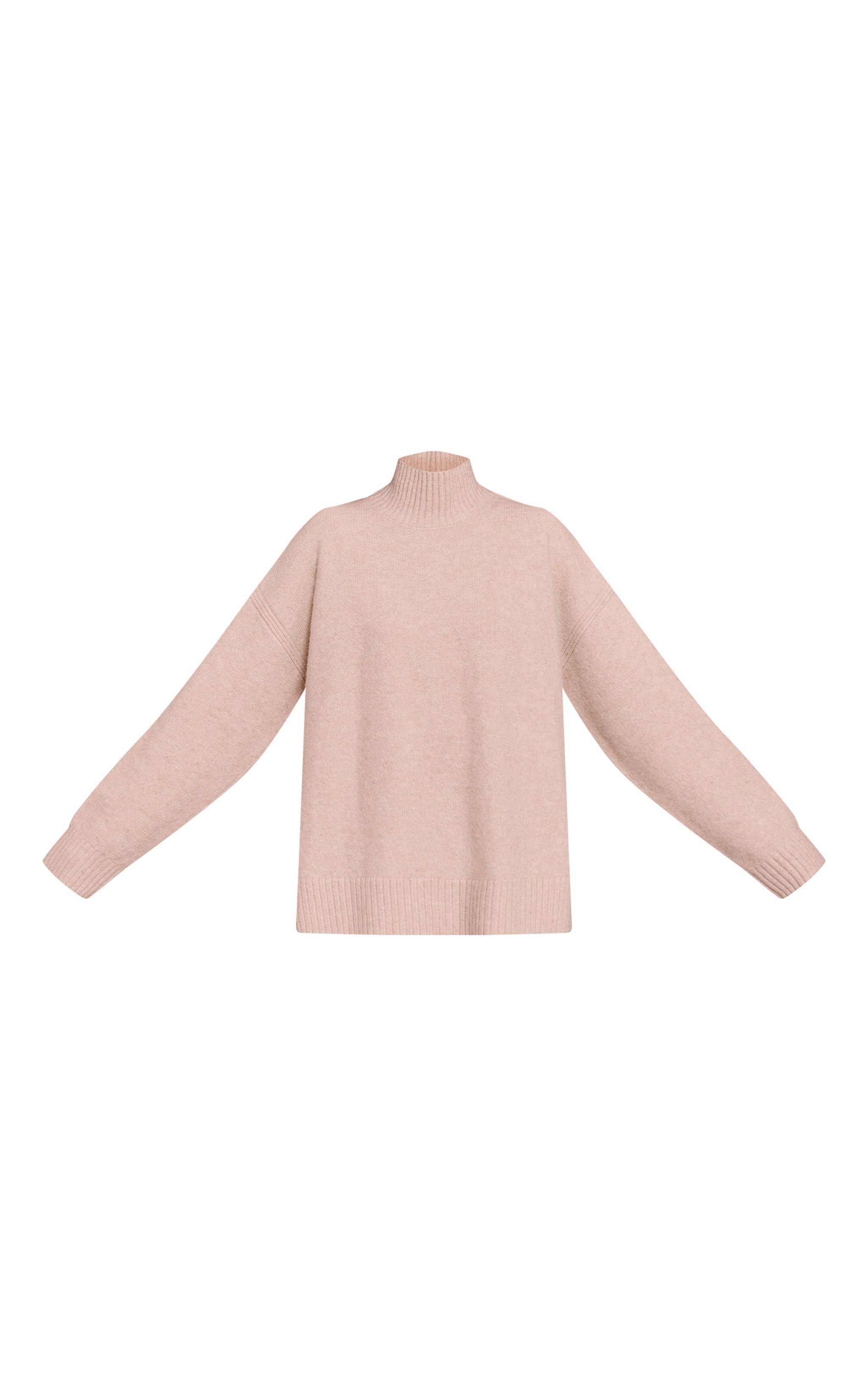 Oatmeal Oversized Polo Neck Knitted Sweater image 5