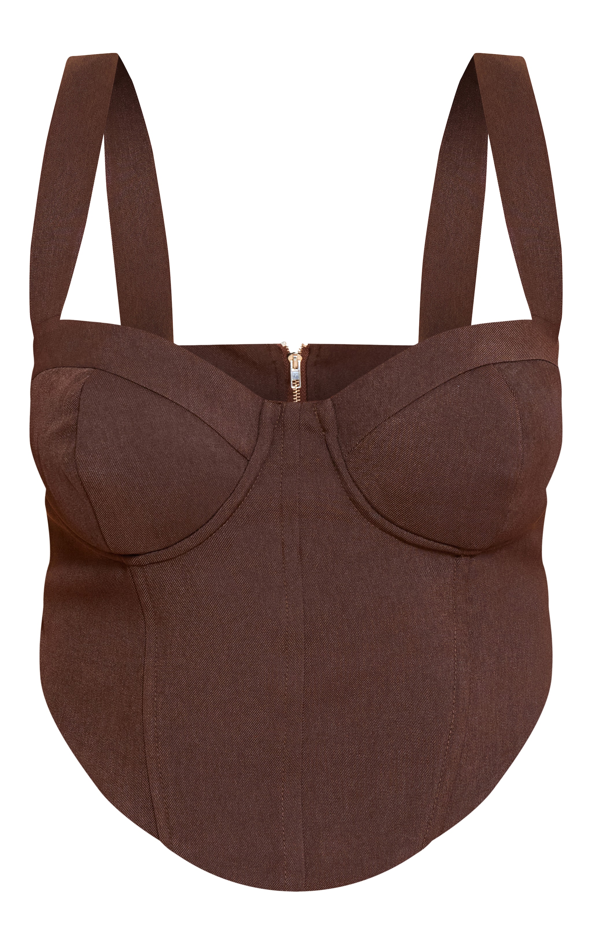 Shape deep chocolate Woven Corseted Crop Top image 5