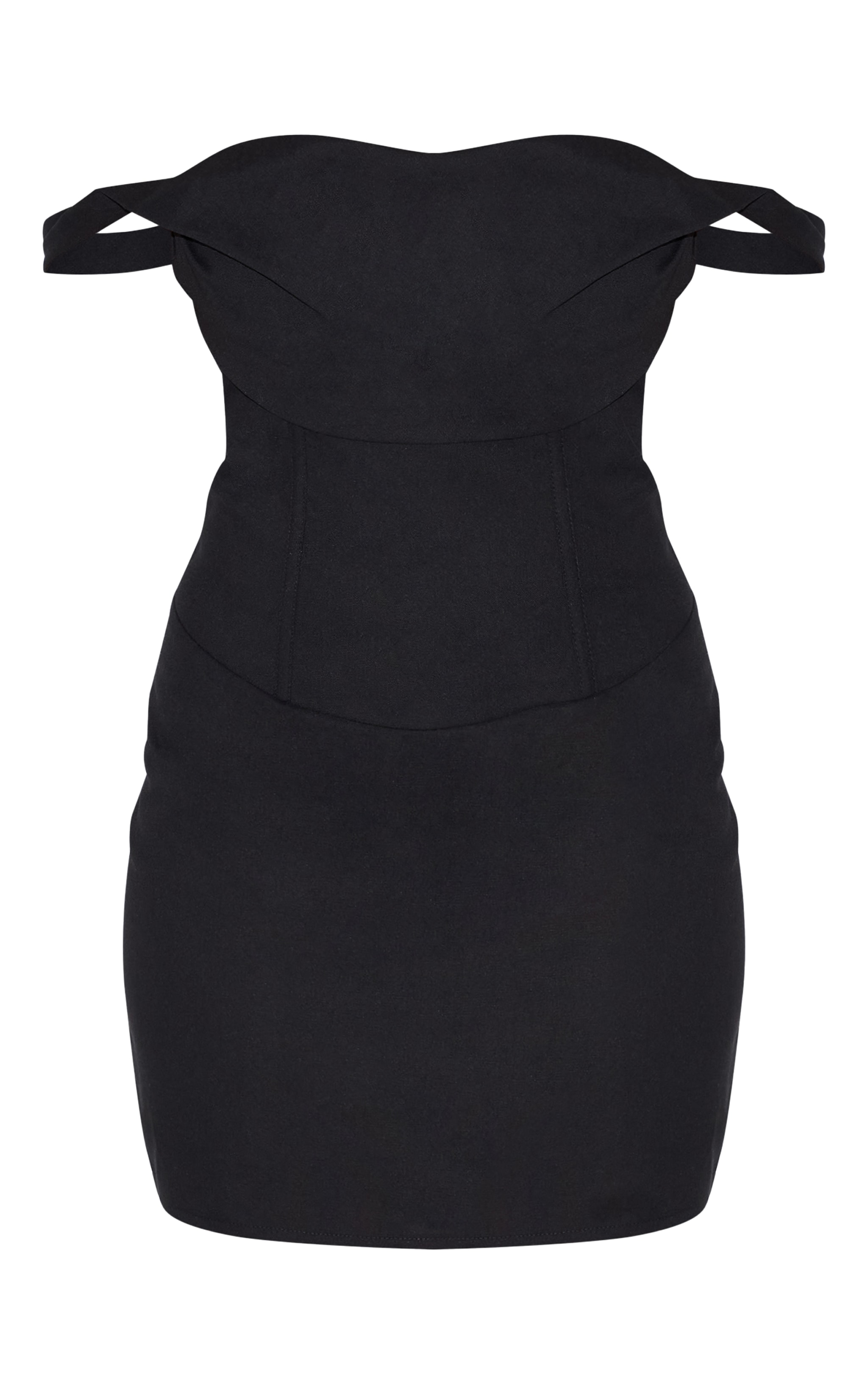 Black Draped Bardot Corset Bodycon Dress image 5