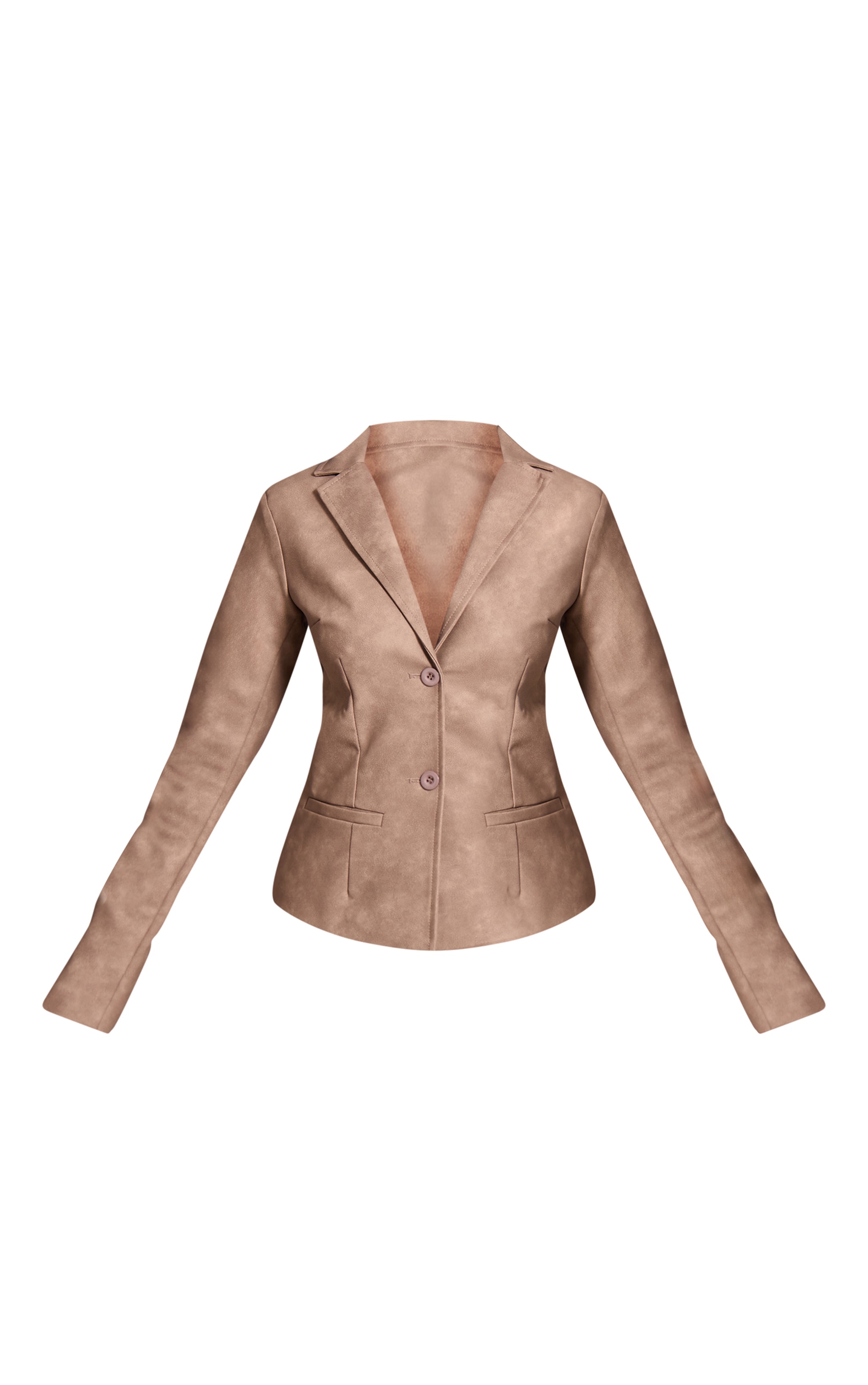 Petite Taupe Double Lapel Faux Leather Blazer  image 5