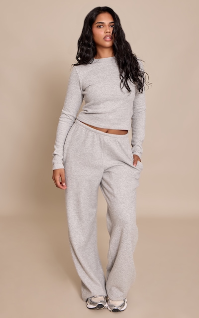 Petite Grey Marl Super Soft Low Rise Drawstring Pants