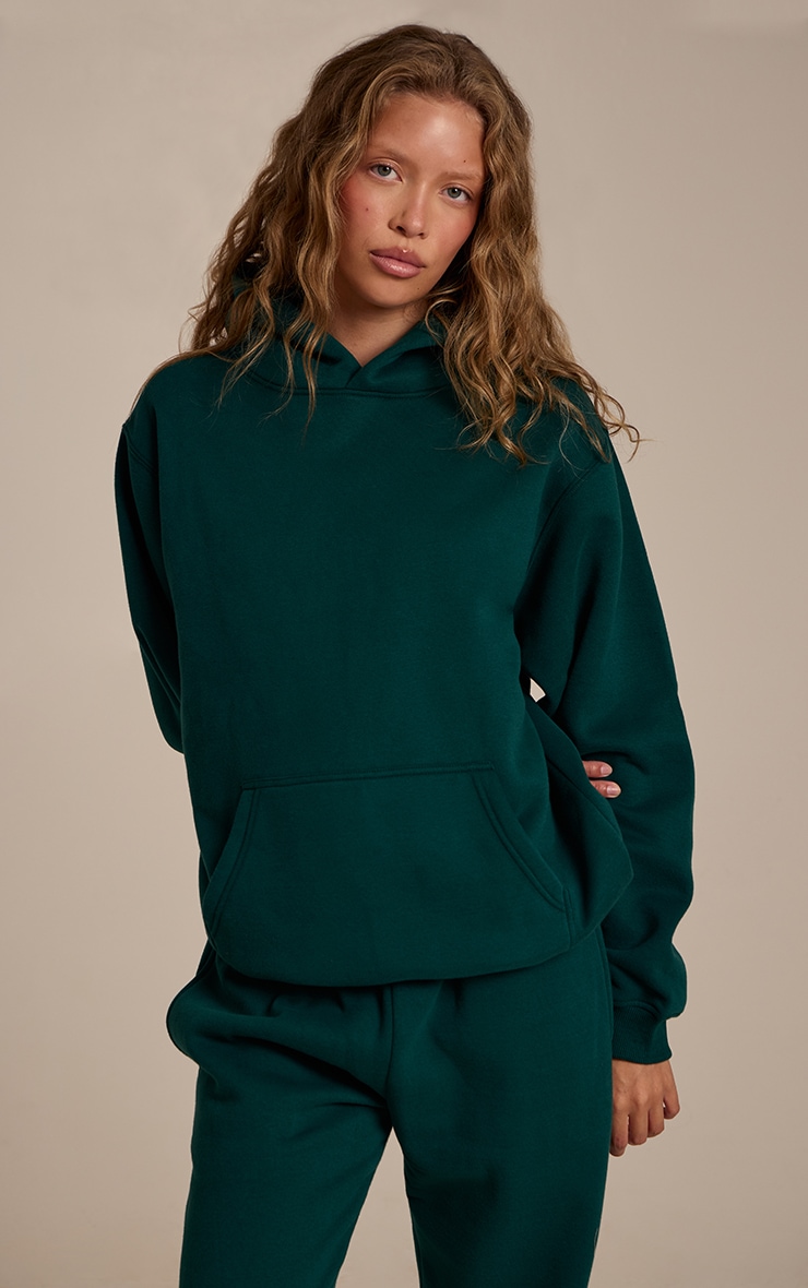 Hoodie pullover en coton polaire vert sapin image 4