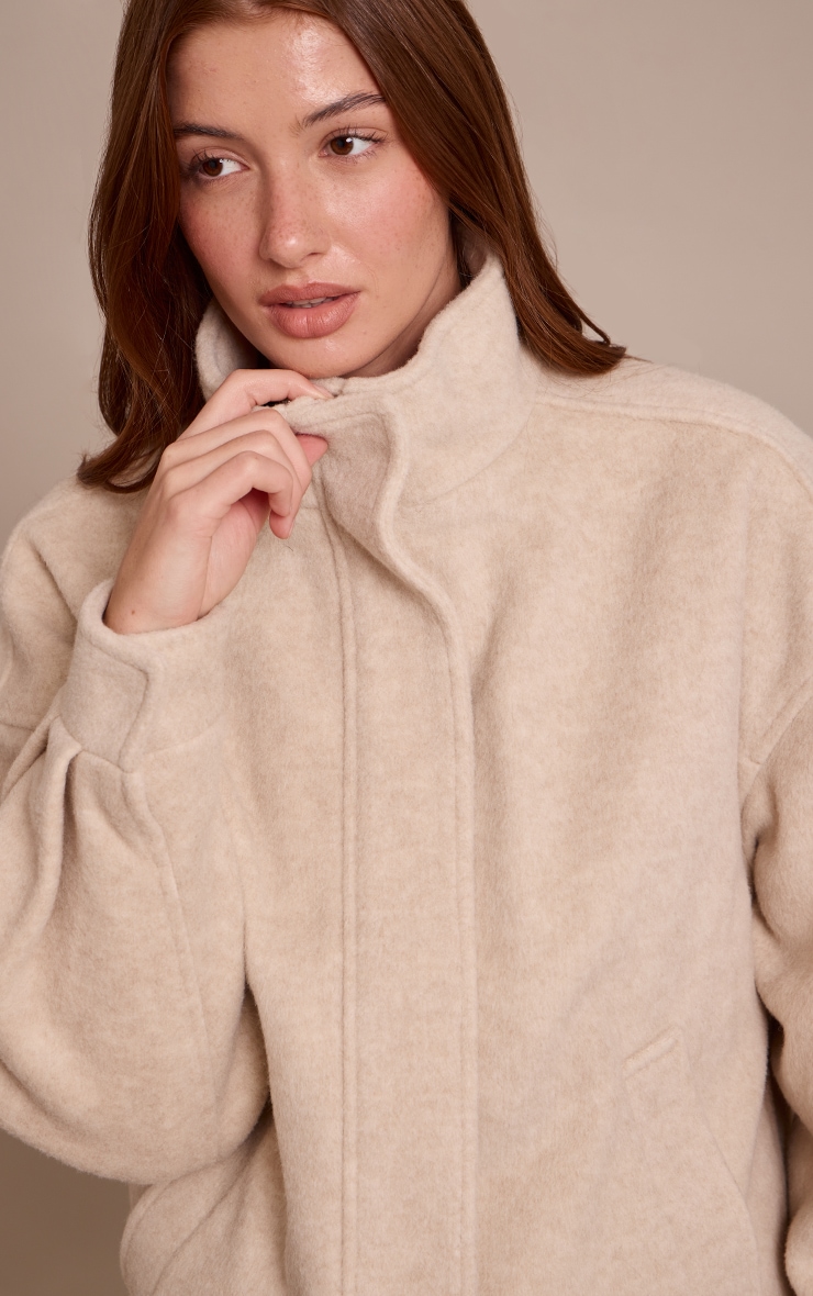 Light Grey Funnel Neck Bomber Jacket image 4