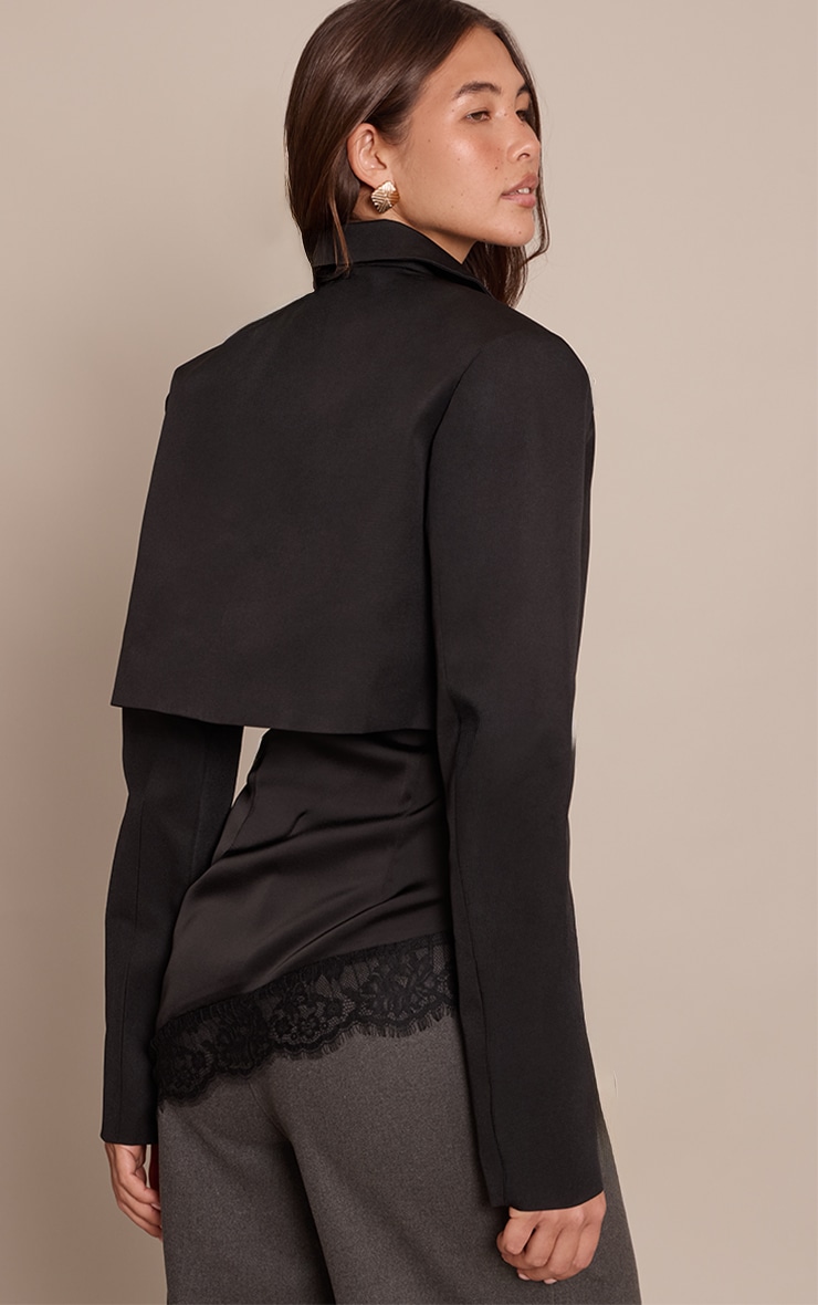 Black Cropped Tailored Blazer image 2