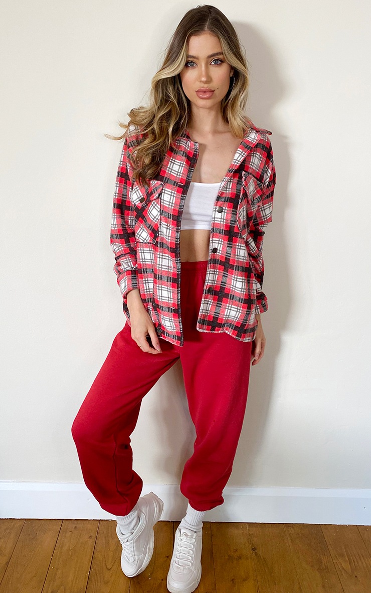 Red Checked Pocket Front Shacket