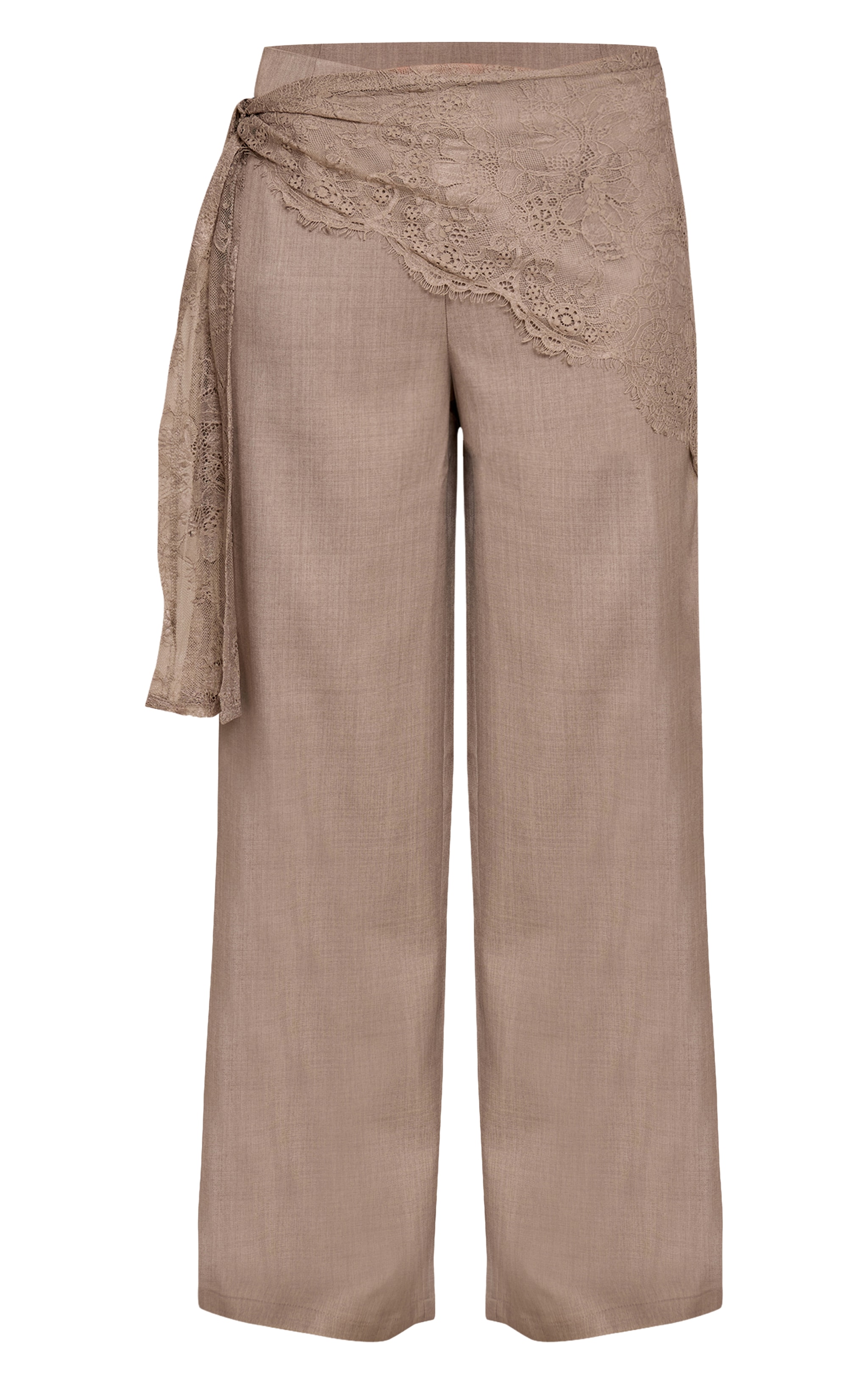 Mushroom Lace Wrap Detail Woven Wide Leg Pants image 5