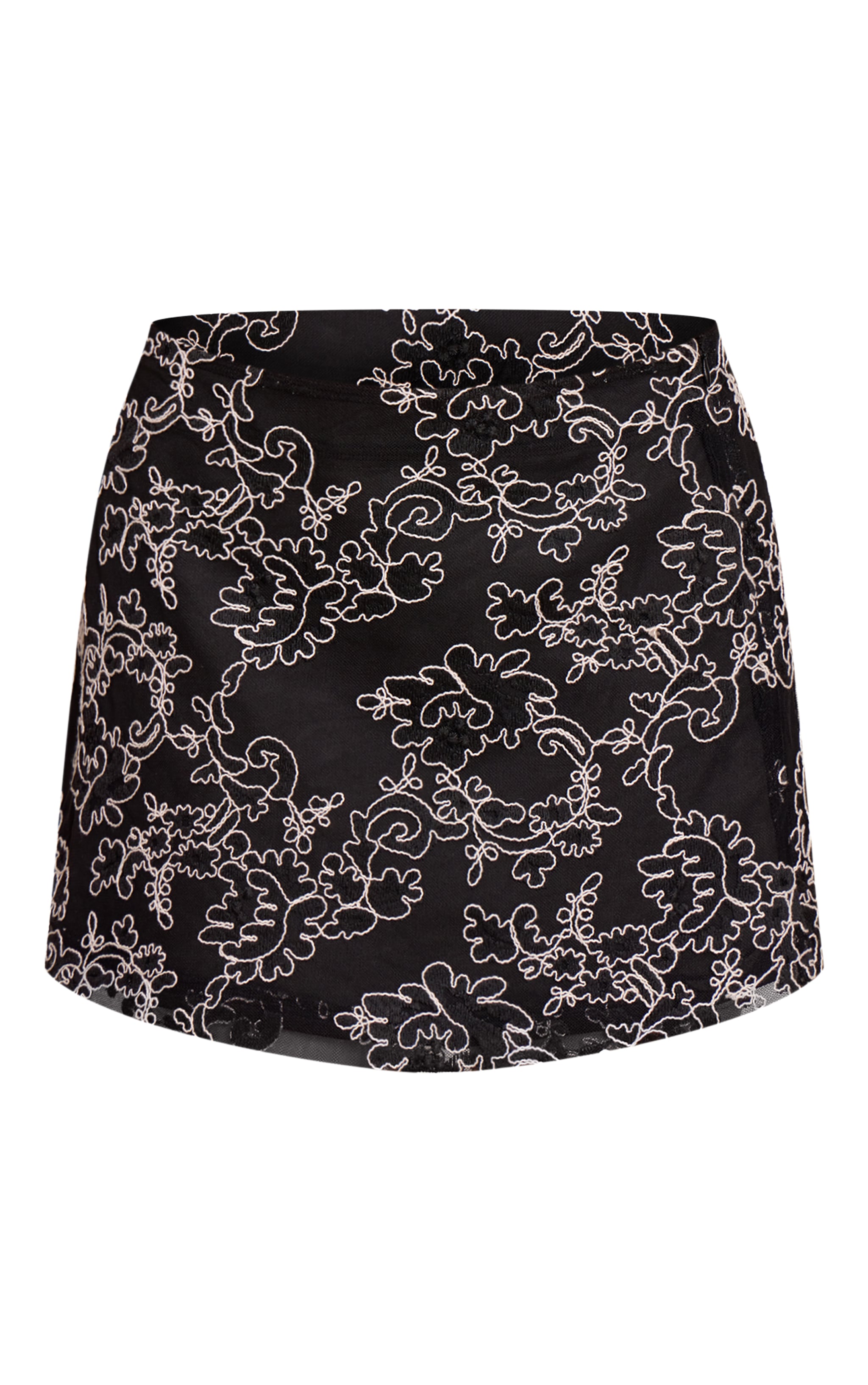 Black Contrast Lace A-Line Mini Skirt image 6