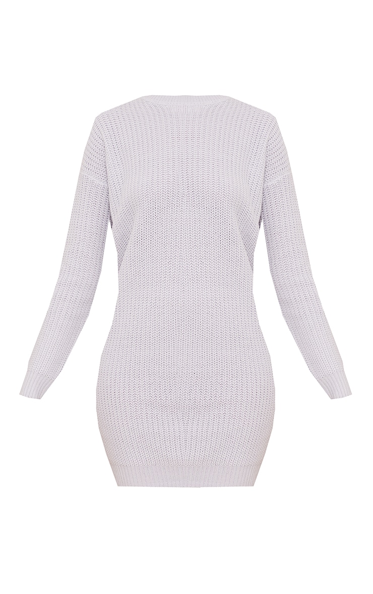 Grey Basic Knitted Sweater Dress image 2