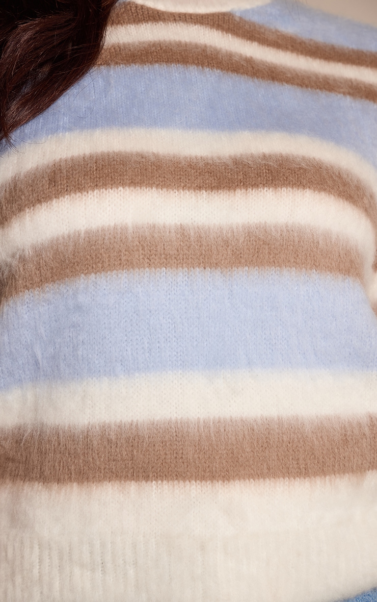  Plus Soft Grey Brushed Striped T-Shirt image 4