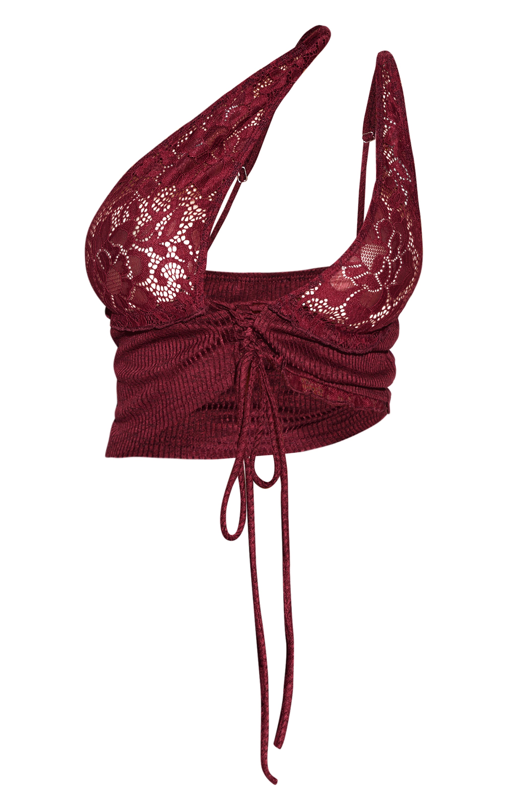 Shape Burgundy Lace Up Bralet Top image 5