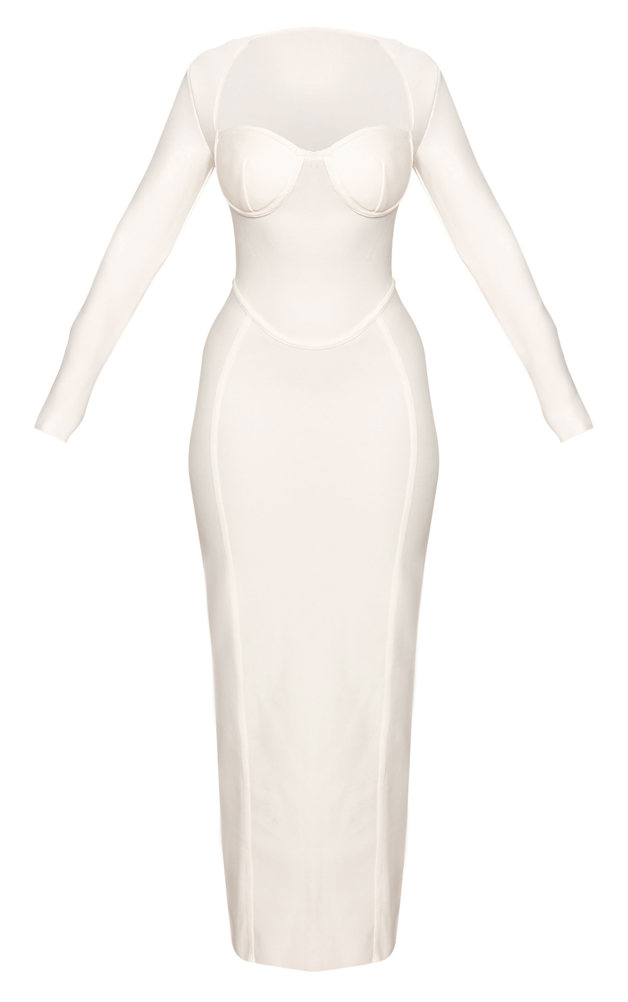 Shape Cream Bandage Long Sleeve Corset Maxi Dress image 5