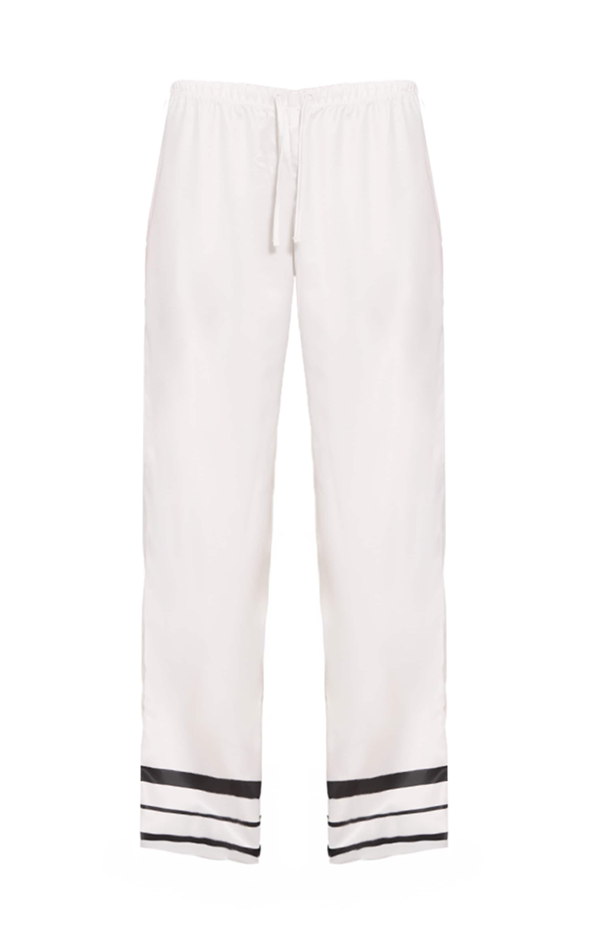 White Satin Striped Wide Leg Pants image 5