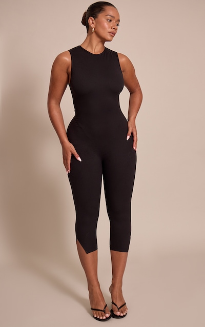 Shape Black Sculpt High neck sleeveless Capri Jumpsuit