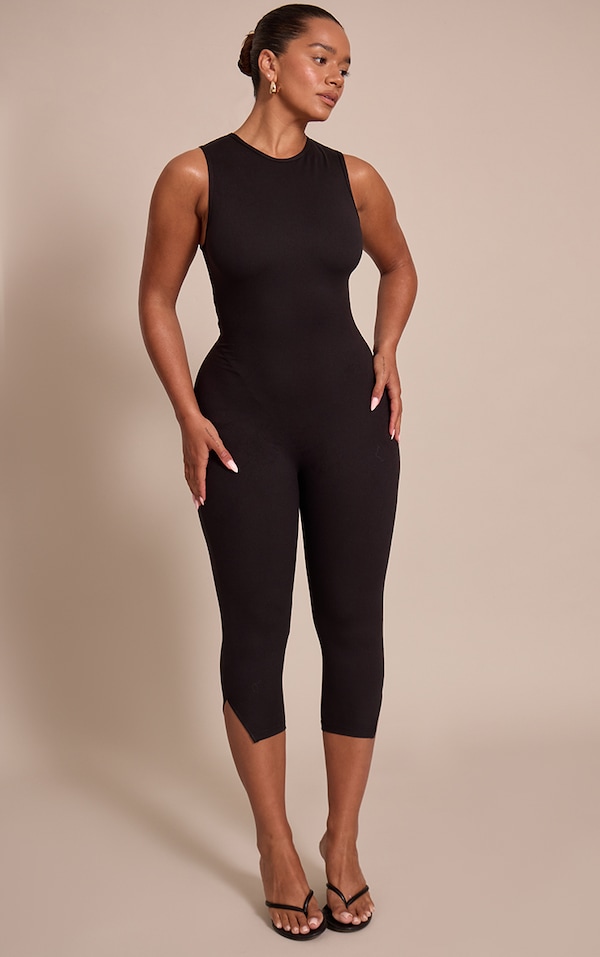 Shape Black Sculpt High neck sleeveless Capri Jumpsuit